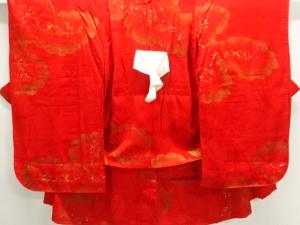 アンティーク　紋錦紗金砂子雲模様単衣長襦袢（刺繡衿付）